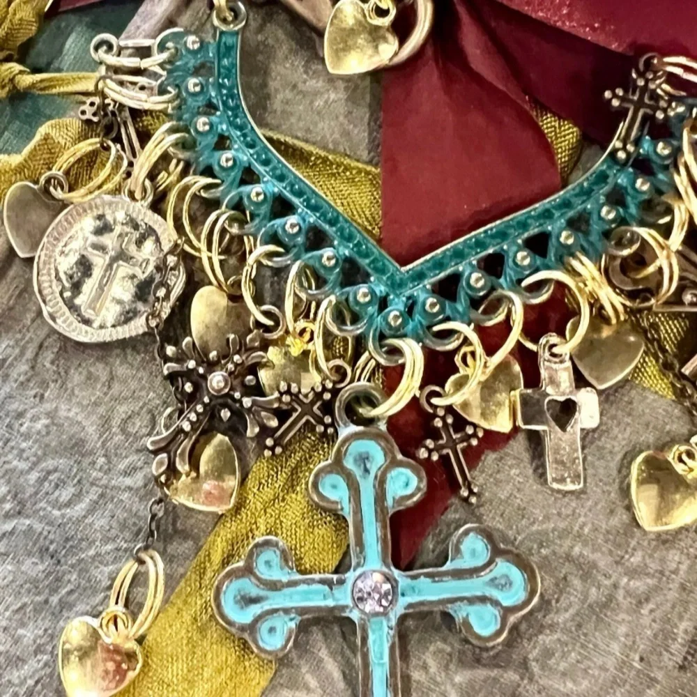 Cross statement necklace. Boho spiritual necklace. Beautiful and full of grace.